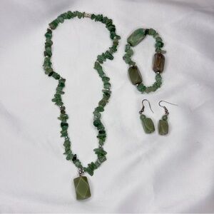 Green Gemstone Beads Jewelry Set